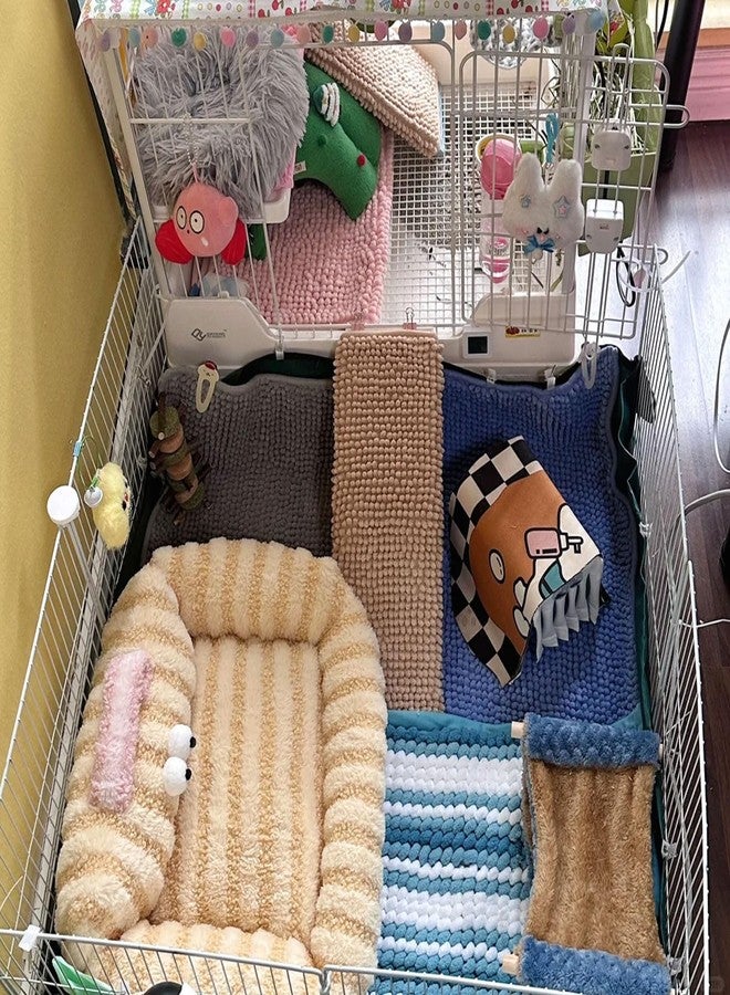 Oncpcare 2 Pcs Guinea Pig Cage Liner Washable, Bunny Rugs Guinea Pig Cage Bedding Reusable Rabbit Mat Animal Sleeping Pad Bed (Grey) - Image 5